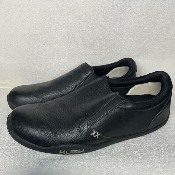 Kuru Kivi Black‎ Comfort Slip On Leather Loafers Shoes Women's Size 11,5 Medium - Picture 1 of 11